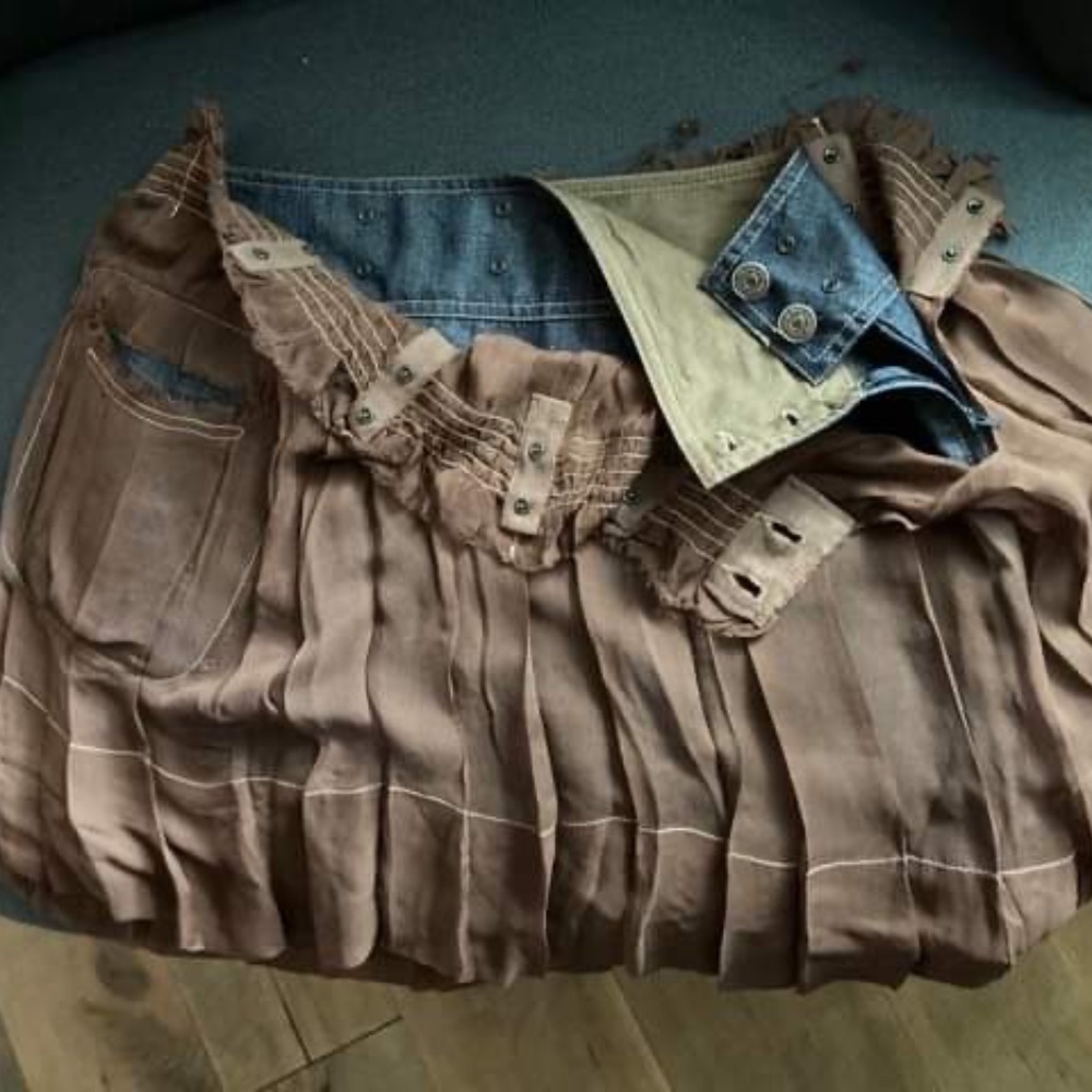 Philosophy  di Alberta  Ferretti Silk - Denim Mini  Skirt  Size  US 6